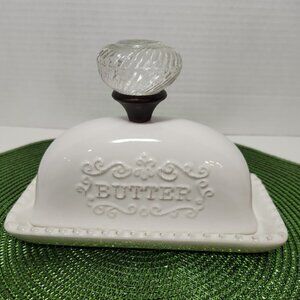 Lovely White Pier 1 Covered Butter Dish